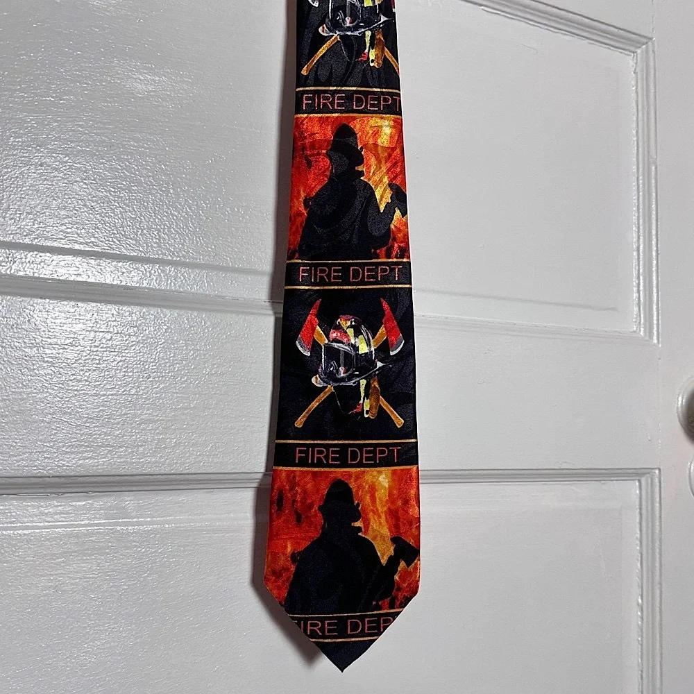 3/$20💥‎ Steven Harris Men’s Tie Firefighter Theme Handmade Fire Dept. Novelty